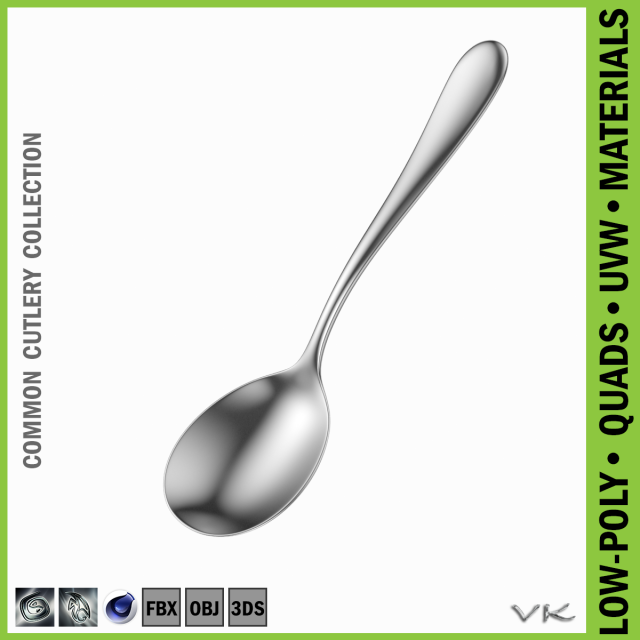 Soup Spoon Common Cutlery 3D Model