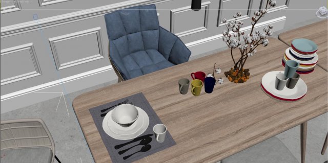 Modern home table chair 3D Model