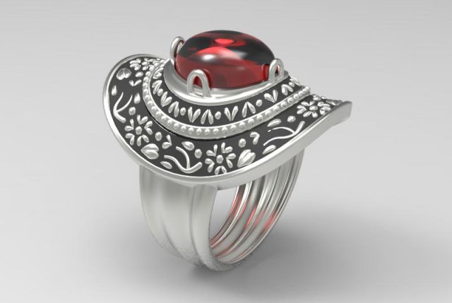 Silver ring Yoke hat 3D Model
