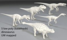 Dinosaur-5 peaces-low poly-part 3 3D Model