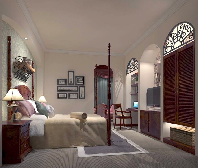 Luxury stylish interior master Bedroom – 80 3D Model