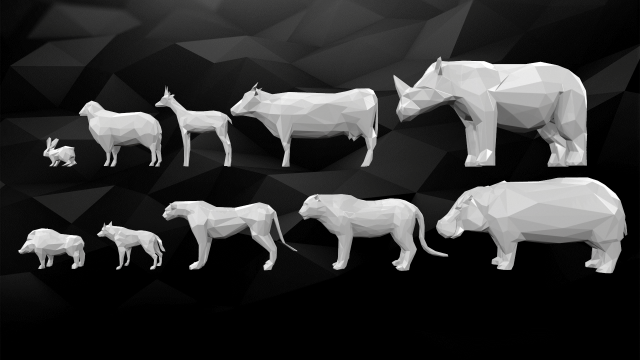 Pack of 3D Printable Low Poly Animals 3D Model