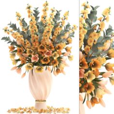 Bouquet of spring flowers tulips 3D Model