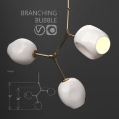 Branching bubble 3 lamps by Lindsey Adelman MILK GOLD 3D Model