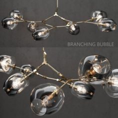 Branching bubble 7 lamp by Lindsey Adelman DARK-GOLD 3D Model