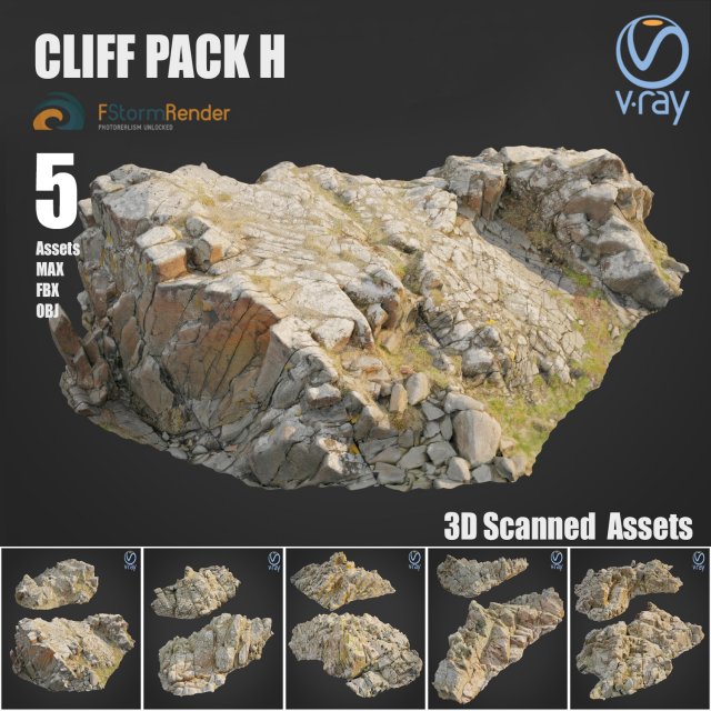 Cliff pack H bundle 3D Model