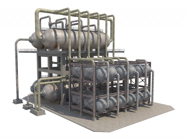 Industrial Oil Refinery 1 3D Model