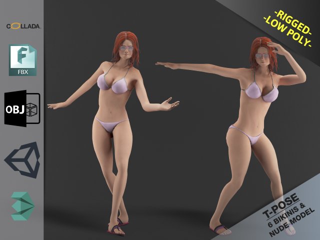 Bikini Girl Clothes Package 3D Model