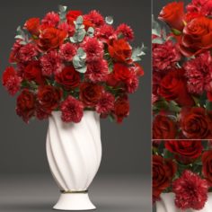 Bouquet of red roses 3D Model