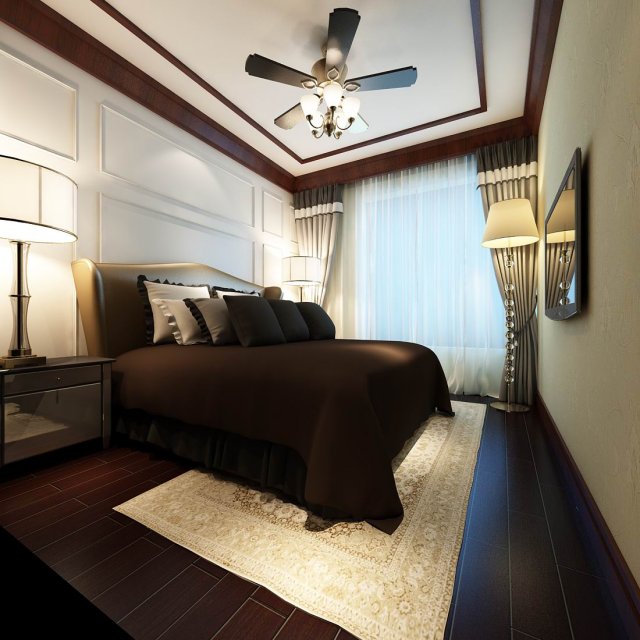 Luxury stylish interior master Bedroom – 90 3D Model