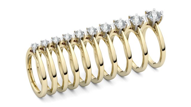 Set from Ten Solitaire Ring 3D Model