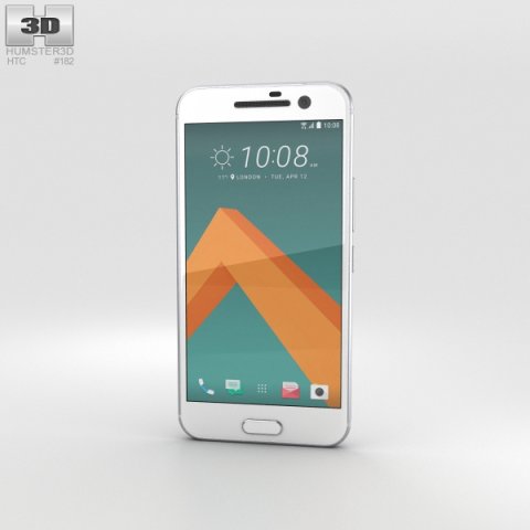 HTC 10 Glacier Silver White Front 3D Model