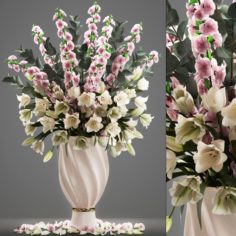 Bouquet of flowers tulips and sakura 3D Model