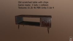 Old scratched table with chips 3D Model