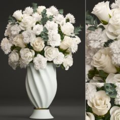 Bouquet of white roses 3D Model