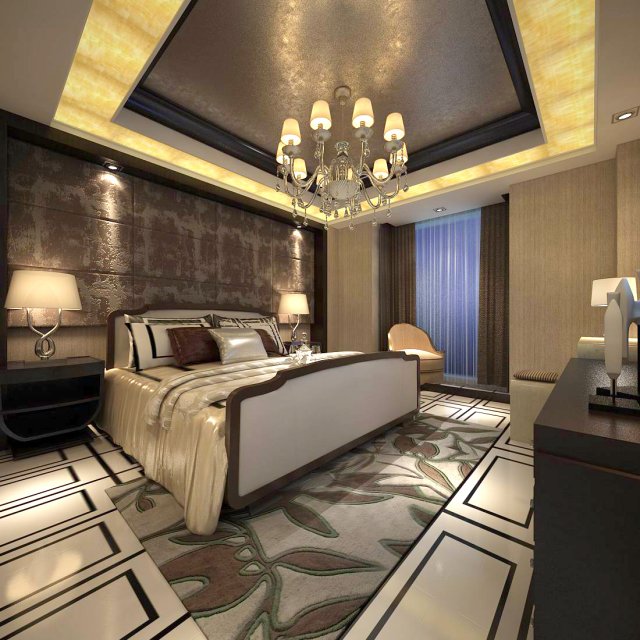 Luxury stylish interior master Bedroom – 52 3D Model