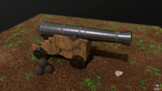 British Naval Cannon 3D Model