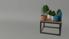 Table with pots pack 3D Model