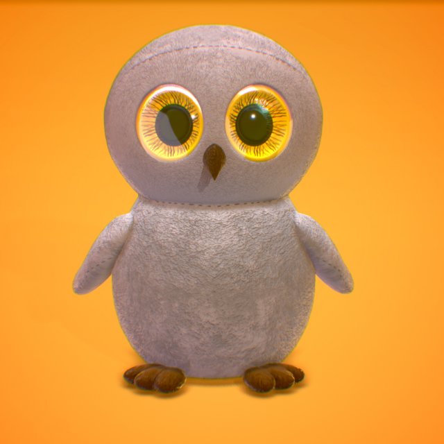 Owl with Huge Eyes 3D Model