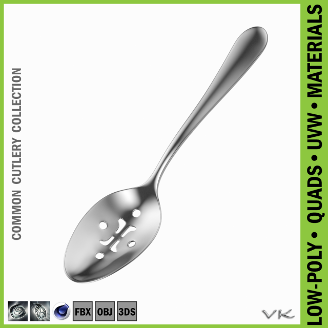 Pierced Serving Spoon Common Cutlery 3D Model