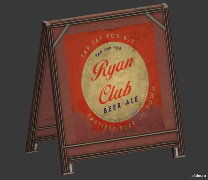 Sandwich Board Sign 3D Model