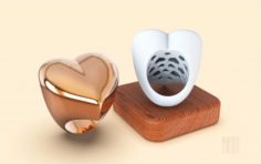 Gold ring in the form of heart 3D Model
