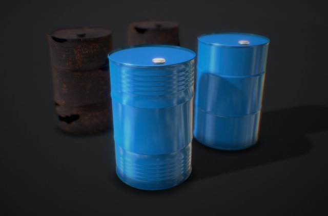 Two Types of Oil Barrels 3D Model