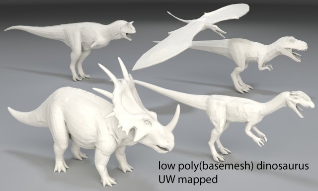 Dinosaur-5 peaces-low poly-part 8 3D Model