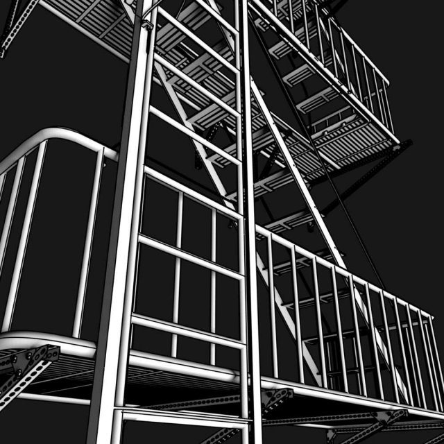 Emergency Stairs Fire Escape 3D Model