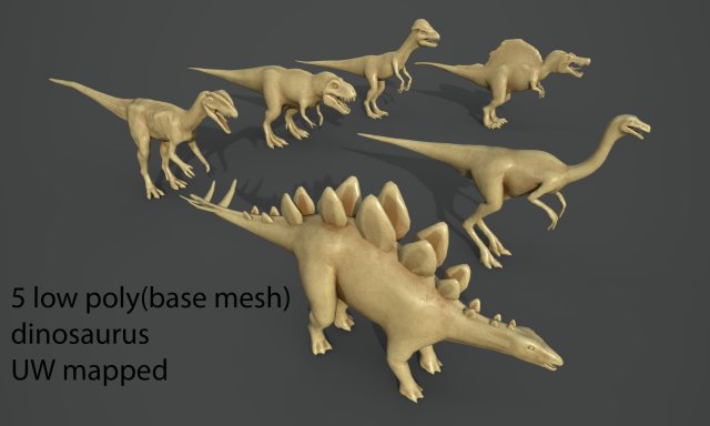 Dinosaur-6 peaces-low poly-part 1 3D Model