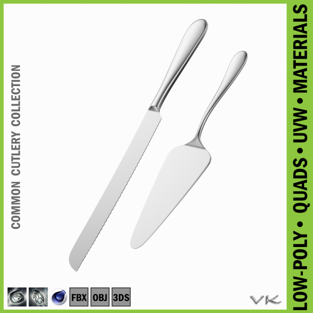 Cake Knife and Server Common Cutlery 3D Model