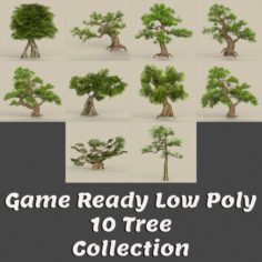 Low Poly 10 Tree Collection 3D Model