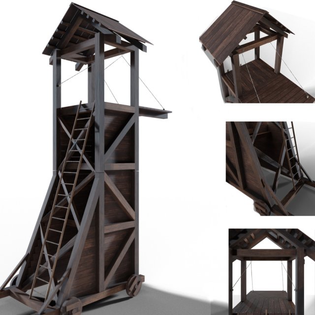 Tower siege medieval 3D Model