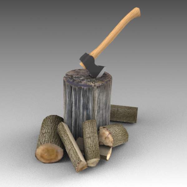 Axe and block 3D Model