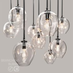 Branching bubble 1 lamp by Lindsey Adelman CLEAR-BLACK Free 3D Model