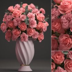 Bouquet of pink roses 3D Model