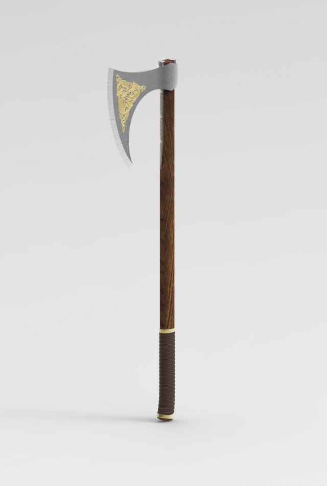 Medieval celtic battleaxe 3D Model