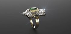 Emeralds and diamonds Luxury Ring 3D Model