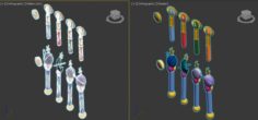 Pens and medallions from sailor moon VR – AR – low-poly 3D Model