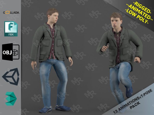 Young Man1 Animation Pack 3D Model
