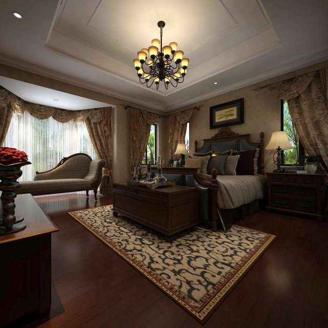 Luxury stylish interior master Bedroom – 89 3D Model