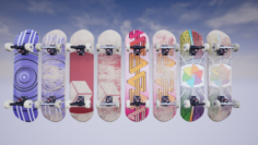 8 PBR Skateboards 3D Model
