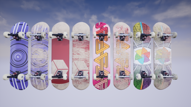 8 PBR Skateboards 3D Model