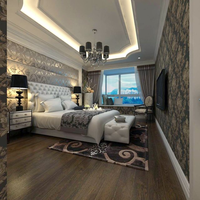 Luxury stylish interior master Bedroom – 68 3D Model