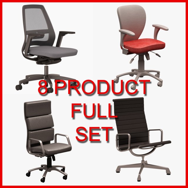Office Chair Set 8 Product 3D Model