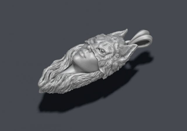 Girl wolf pendant 3D Model