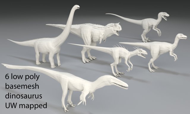 Dinosaur-6 peaces-low poly-part 2 3D Model