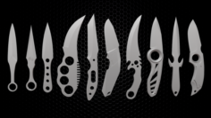Pack of 3D Printable Models of Knives 3D Model