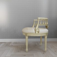 Chair Guilded Cream Vanity Seat 3D Model