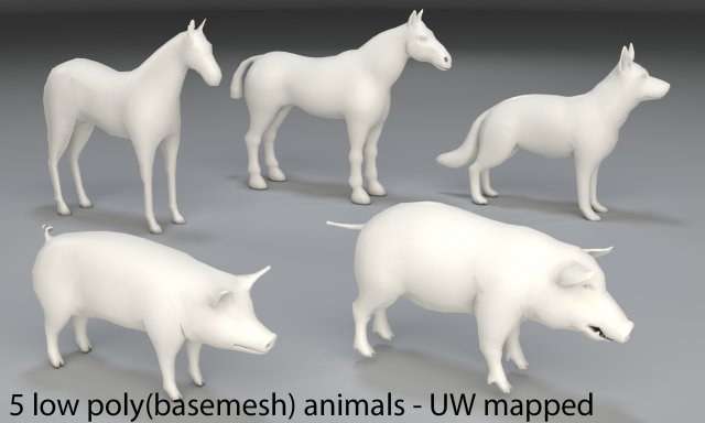 Animals-5 peaces-low poly-part 4 3D Model